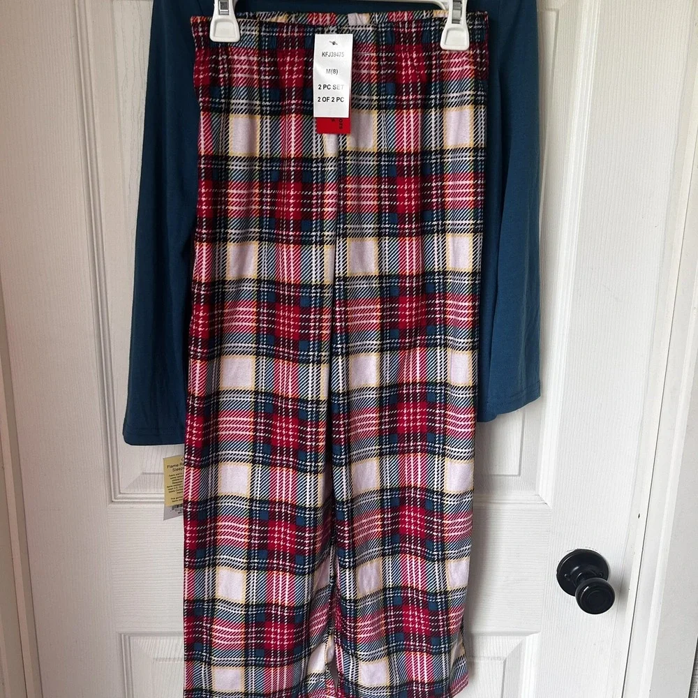 Christmas Pajamas Boys 8 Medium Holiday Jammies For Your Families Plaid New! BxI